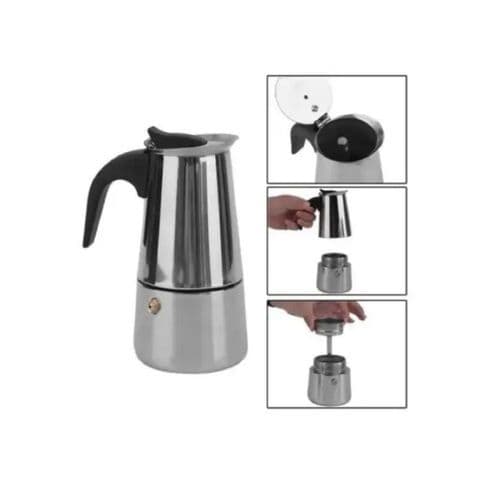 Cafeteira Italiana Inox 6 Xícaras Alta Durabilidade Design Clássico Café Expresso Conjunto Prático Resistente