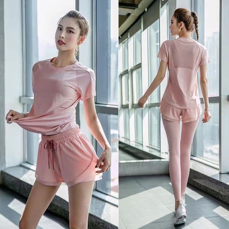 Terno esportivo feminino manhã correndo verão roupas de Yoga feminino roupas de Fitness elástico solto estilo fino roupa