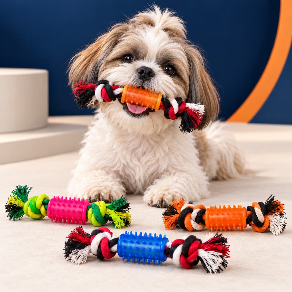 Brinquedos para Cachorros Pequenos Corda com Mordedor Interativo Pet Resistente Cabo de Guerra