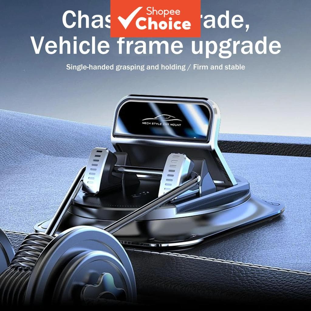 Suporte de telefone para carro com rotação 360°, suporte de painel antiderrapante com clipe de mola ajustável para