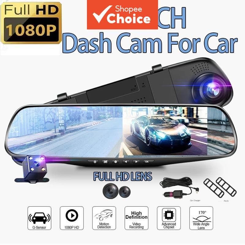 Espelho Dvrs Drive Gravadores Lente Dupla Frente E Traseira Traço Cam FHD 1080P Registrador De Carro Com Visão Noturna G