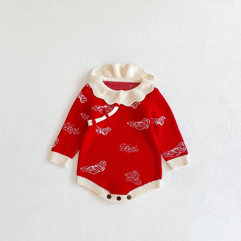 Estilo chinês bebê menina roupas de ano novo roupas de ano novo ano novo mês inteiro roupas de bebê menina malha vermelh