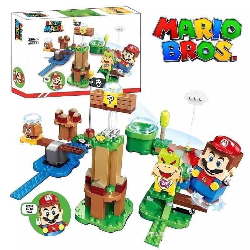 Compatível com LEGO Mario 71360 Super Mario, brinquedo de blocos de montar para meninos de 6 anos, presente educativo.