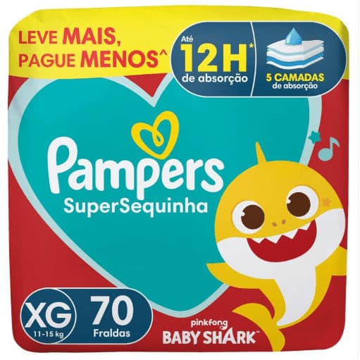 Fralda Infantil Pampers Supersequinha XG 70 Unidades Fralda Pampers Supersequinha XG com 70 Unidades