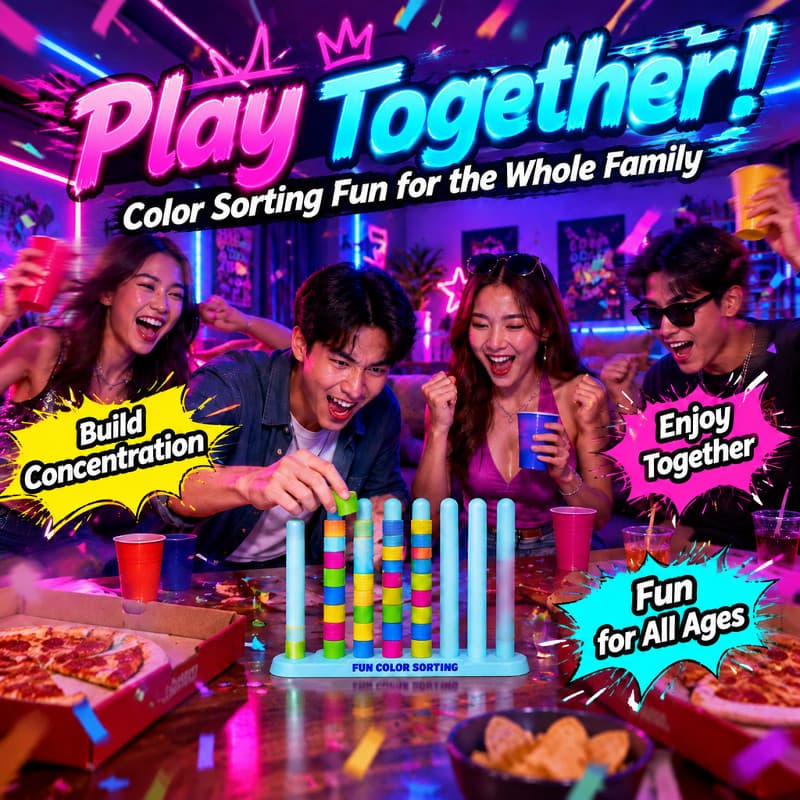 Jogo divertido de torre de equilíbrio para crianças e família - Jogo de tabuleiro Color Stack Party para 2 jogadores ou