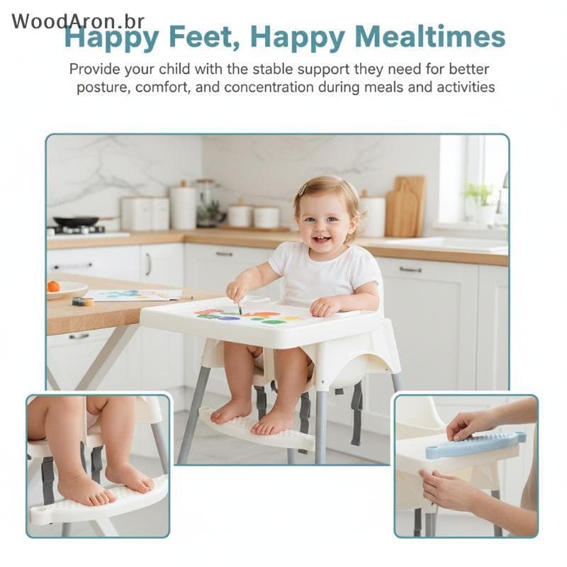 WoodAron Cadeira Alta Para Alimentação De Bebês Apoio Os Pés Altura Ajustável Acessório De Suporte Antiderrapante Design