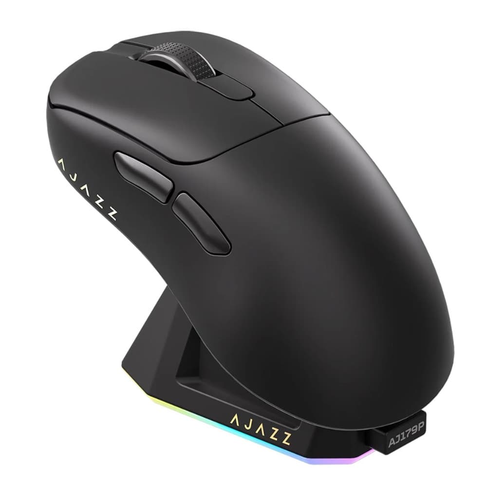 Mouse Gamer Sem Fio Ajazz AJ179P Dock Carregamento RGB Preto