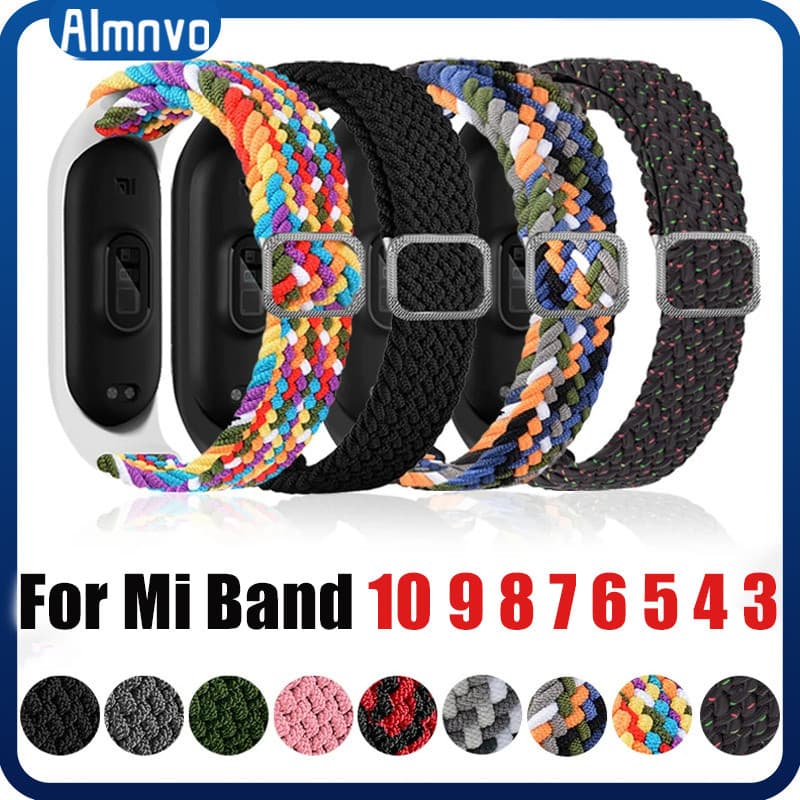 Pulseira De Elástico Nailon Braided Para Relógio Smartwatch Xiaomi Mi Band 11 10 9 8 7 6 5 4 3