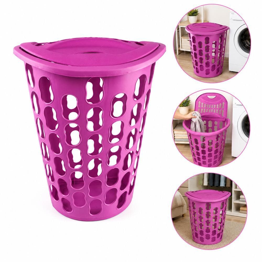 CESTO ORGANIZADOR 40L ROSA PARA BRINQUEDOS ROUPAS SUJAS TELADO MULTIUSO QUARTO BEBÊ LAVANDERIA BANHEIRO CLOSET CASA
