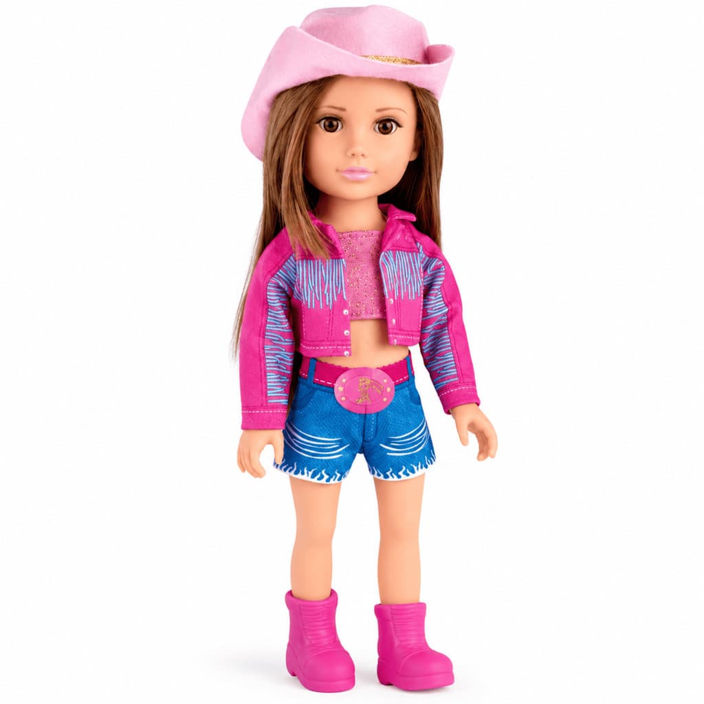 Boneca Country Style Super Toys 40cm Articulada com Chapéu Botas Boneca Infantil Vinil