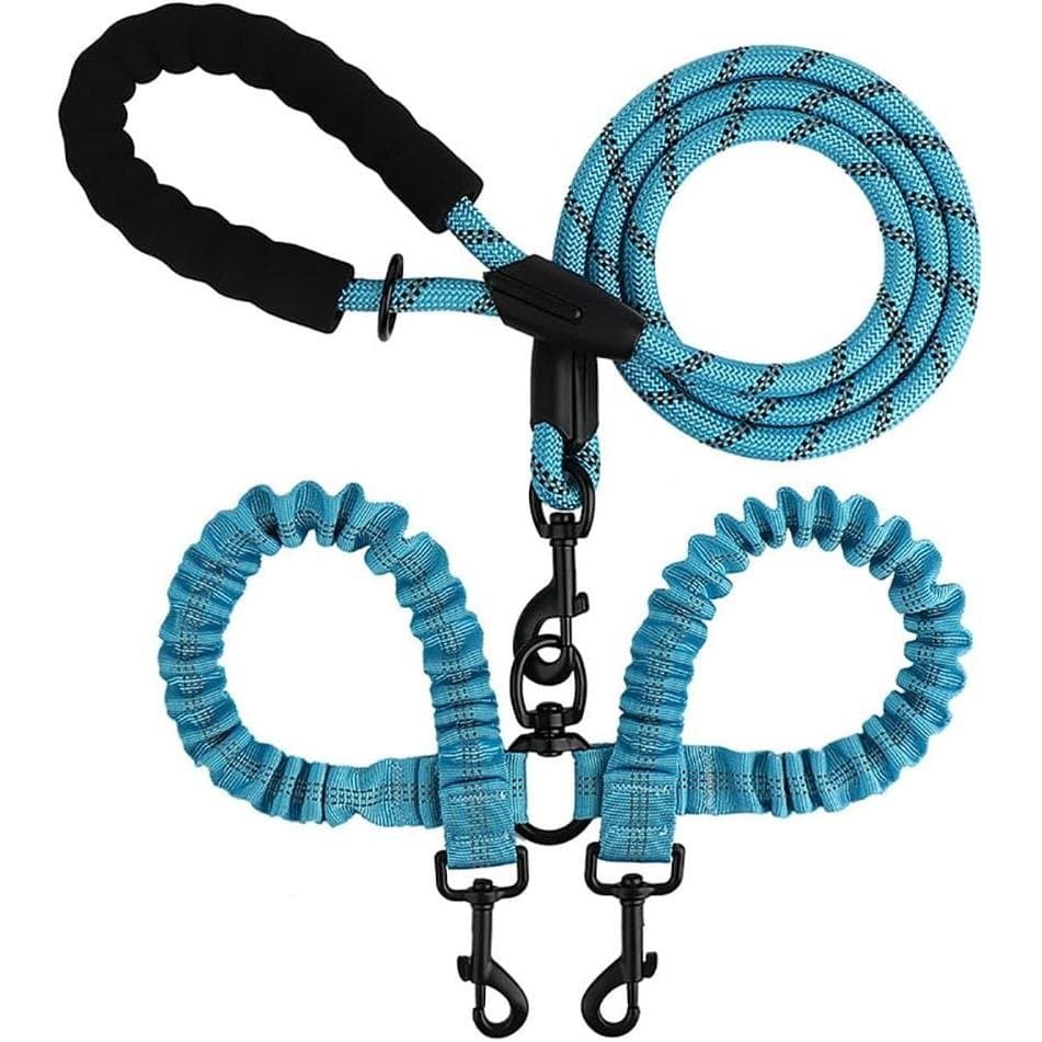 Coleira Dupla para Dois Cães, Refletiva, com Absorção de Choque, Coleiras Duplas para Cães com Guia 360 °   Coleira Gira