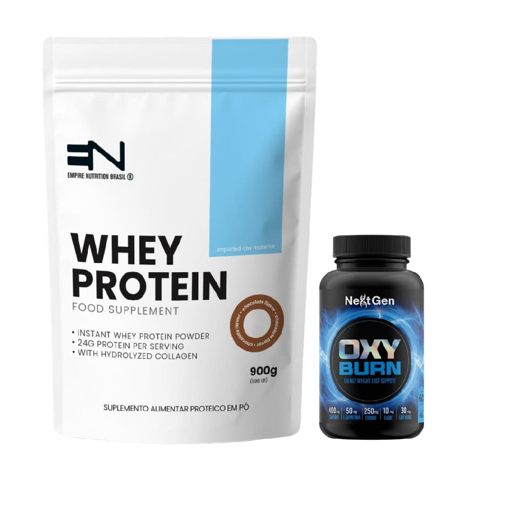 Kit Whey Protein 900g Empire N. Chocolate+Oxy Burn 60 Caps
