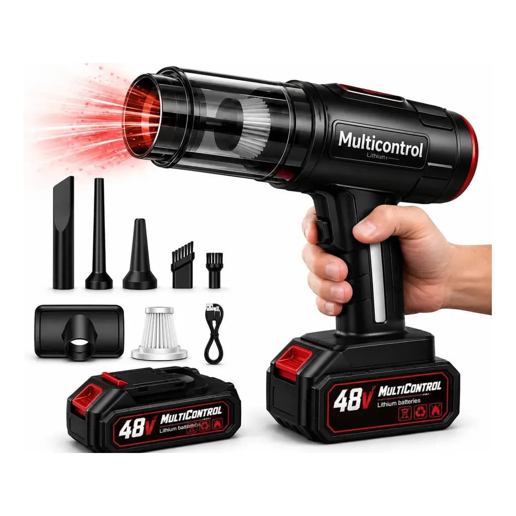Aspirador De Pó Com 2 Baterias De 48v Soprador Turbo Portatil Recarregável Automotivo Para Casa