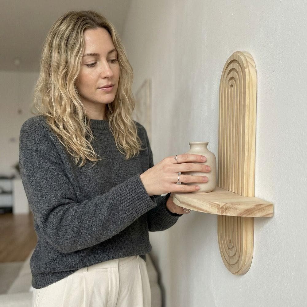 Prateleira Flutuante Em Arco ZHDYEB , Prateleiras De Parede Naturais Geométricas , Suporte Artístico Vintage Decorativo