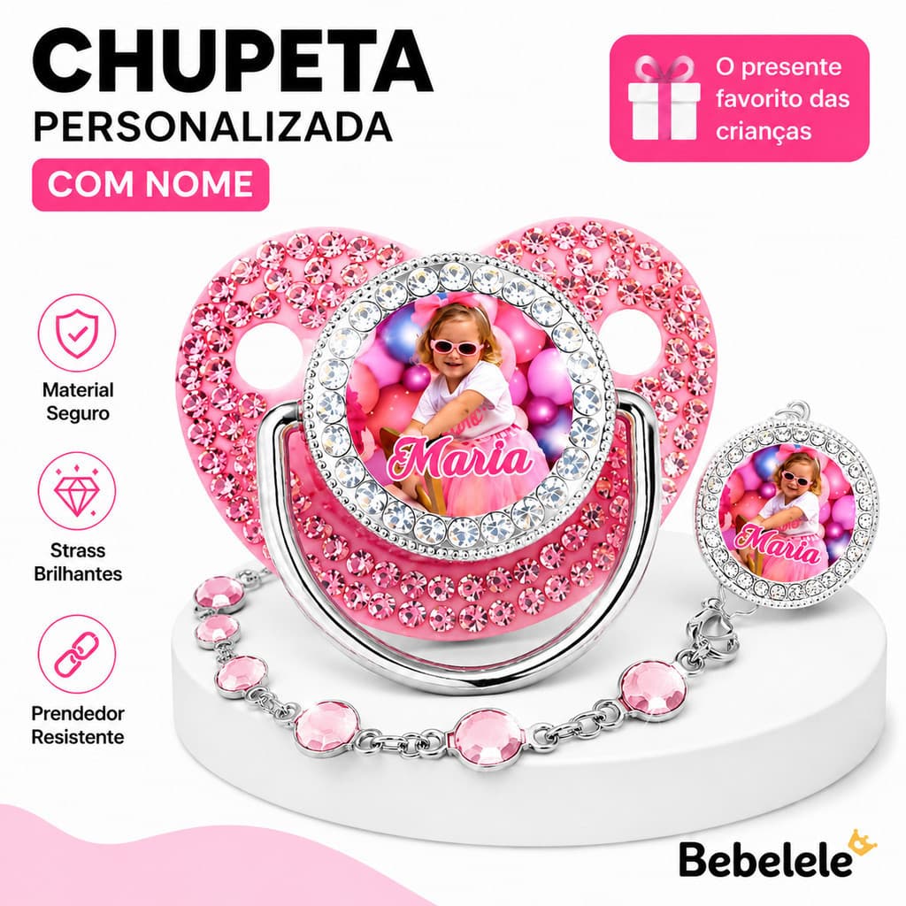 Chupeta para bebês com nome personalizado do bebê, chupeta de silicone BPA Free &R1WA