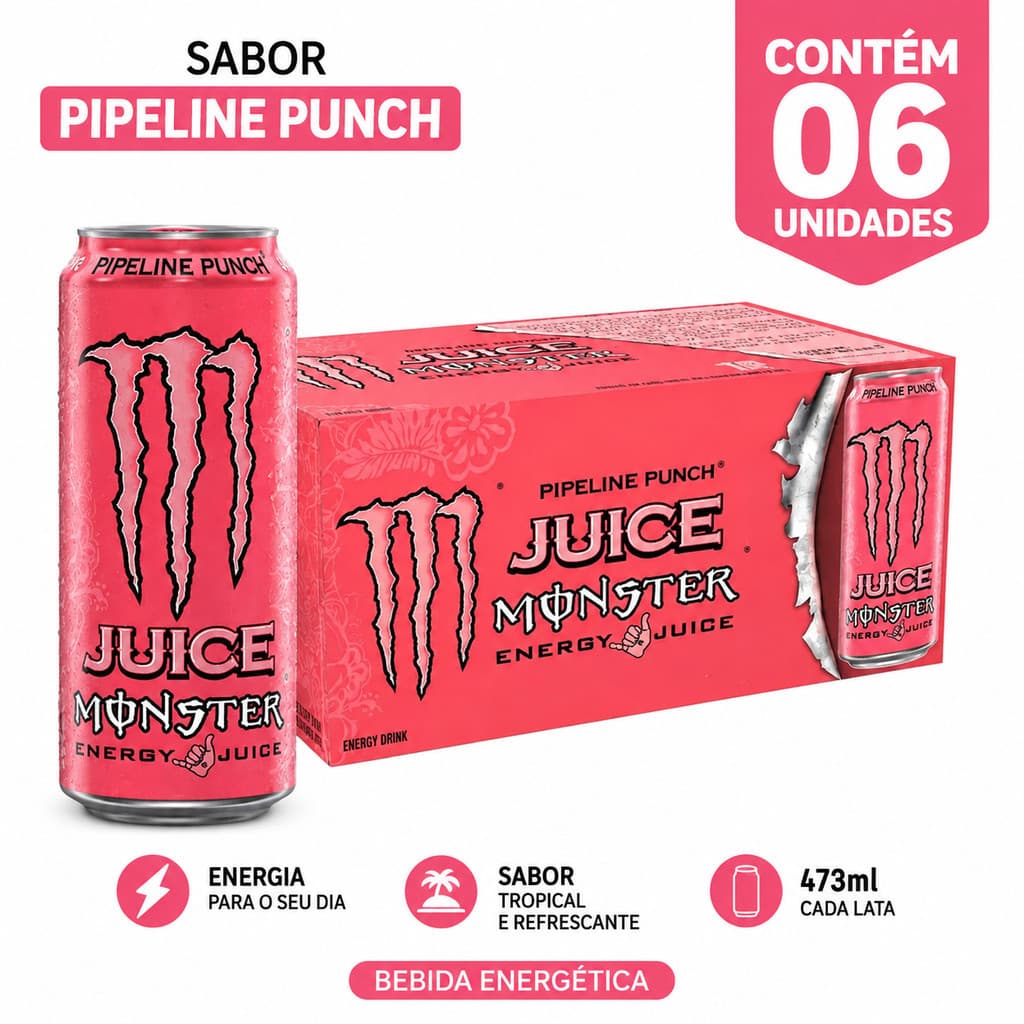 Energético  Monster Pipeline Punch Lata 473ml 6 Unidades