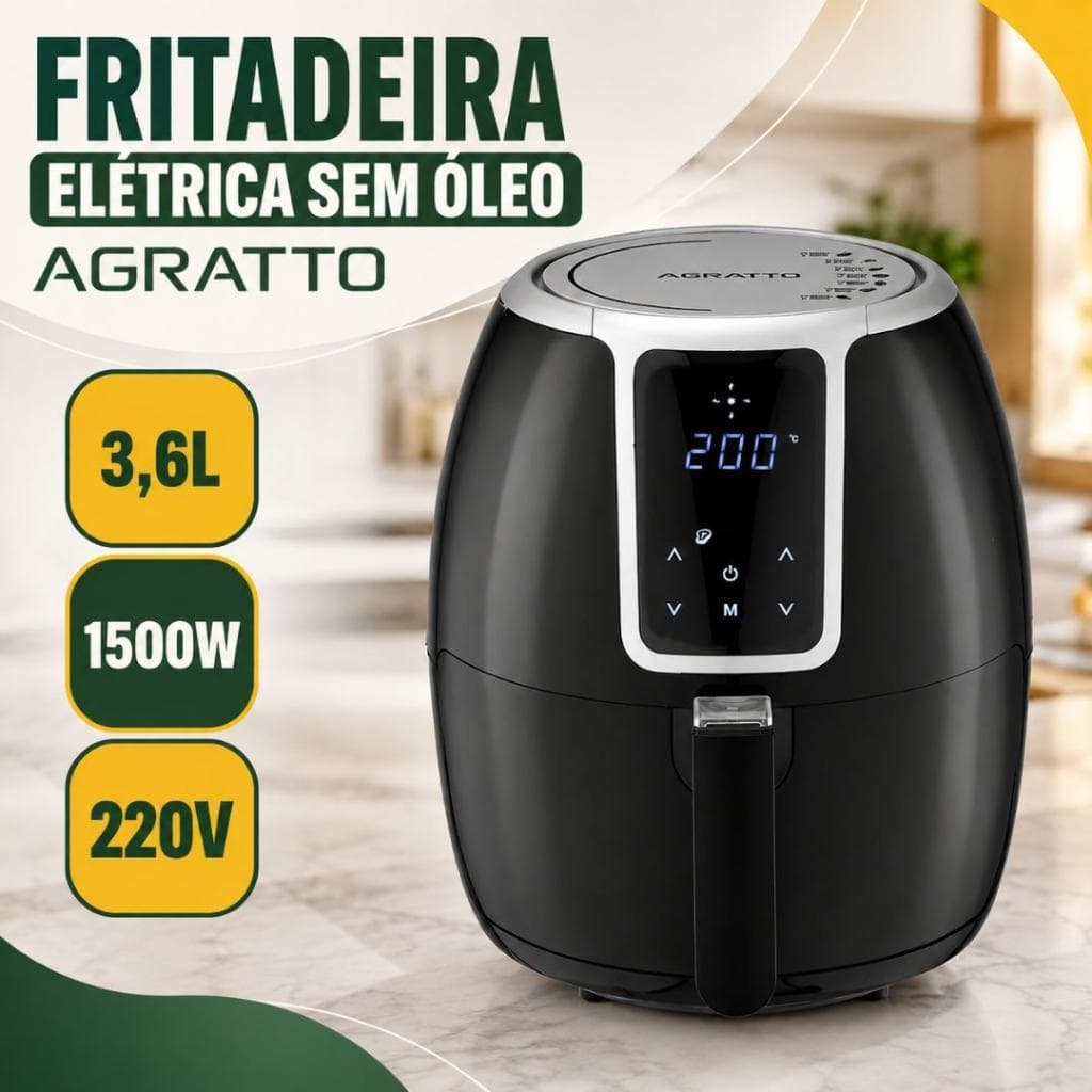 Fritadeira Elétrica Sem Óleo Digital Supremma 3,6L 220V - Agratto