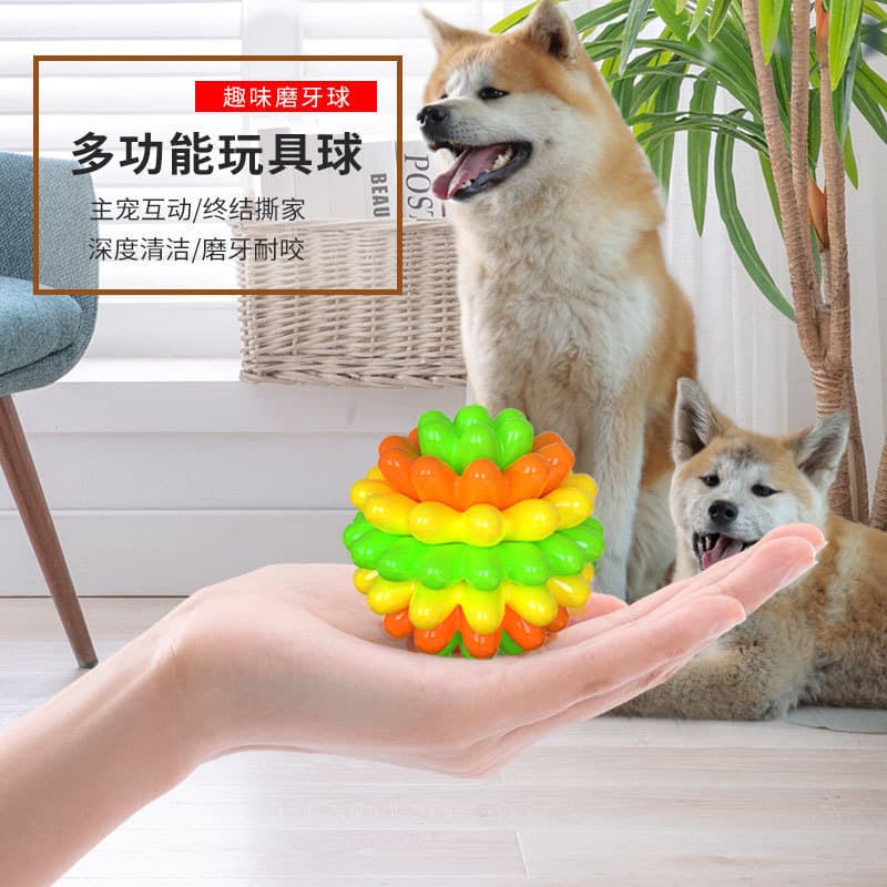 Bola de brinquedo para cachorro, brinquedo interativo para mastigar, Molar divertido, goma macia, consumo de brinquedo f