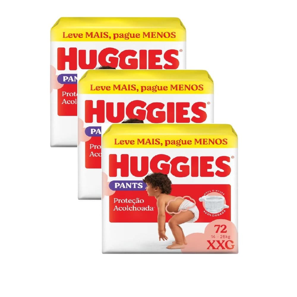 Kit 3 Fralda Huggies Supreme Care Roupinha Max XXG 72 unidades Cada