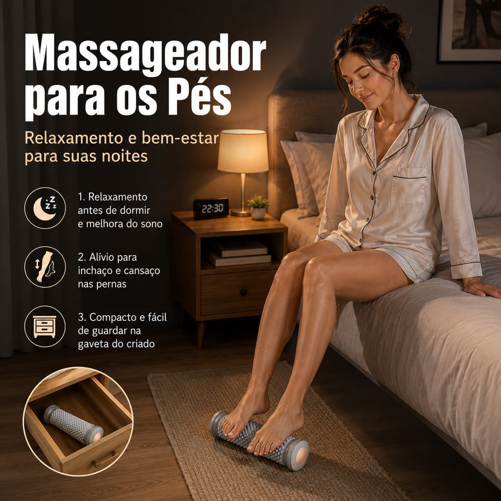 Rolo Massageador Manual para Pés com Bola de Massagem para Fáscia Plantar Relaxamento Muscular Alívio da Dor Portátil