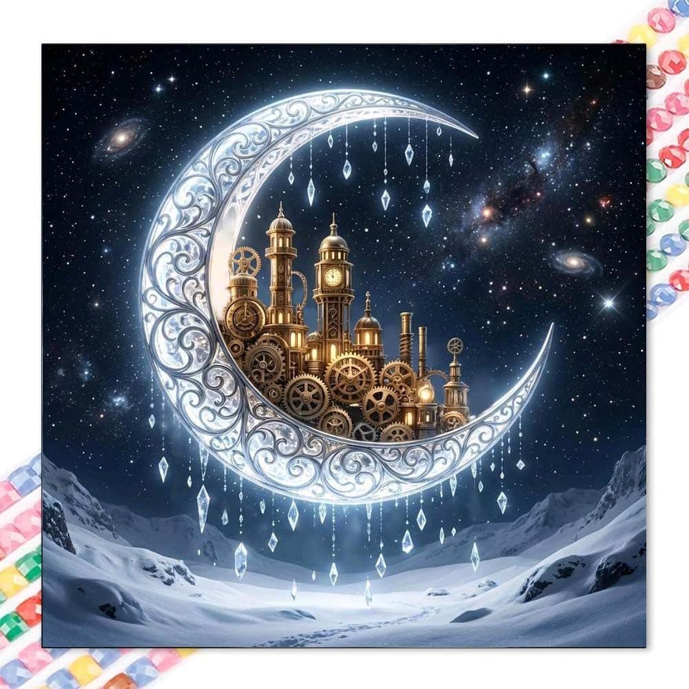 5D diy diamante completo redondo pintura diamante-Kit de pintura diamante lua mosaico mecânico lona diy arte da parede, 