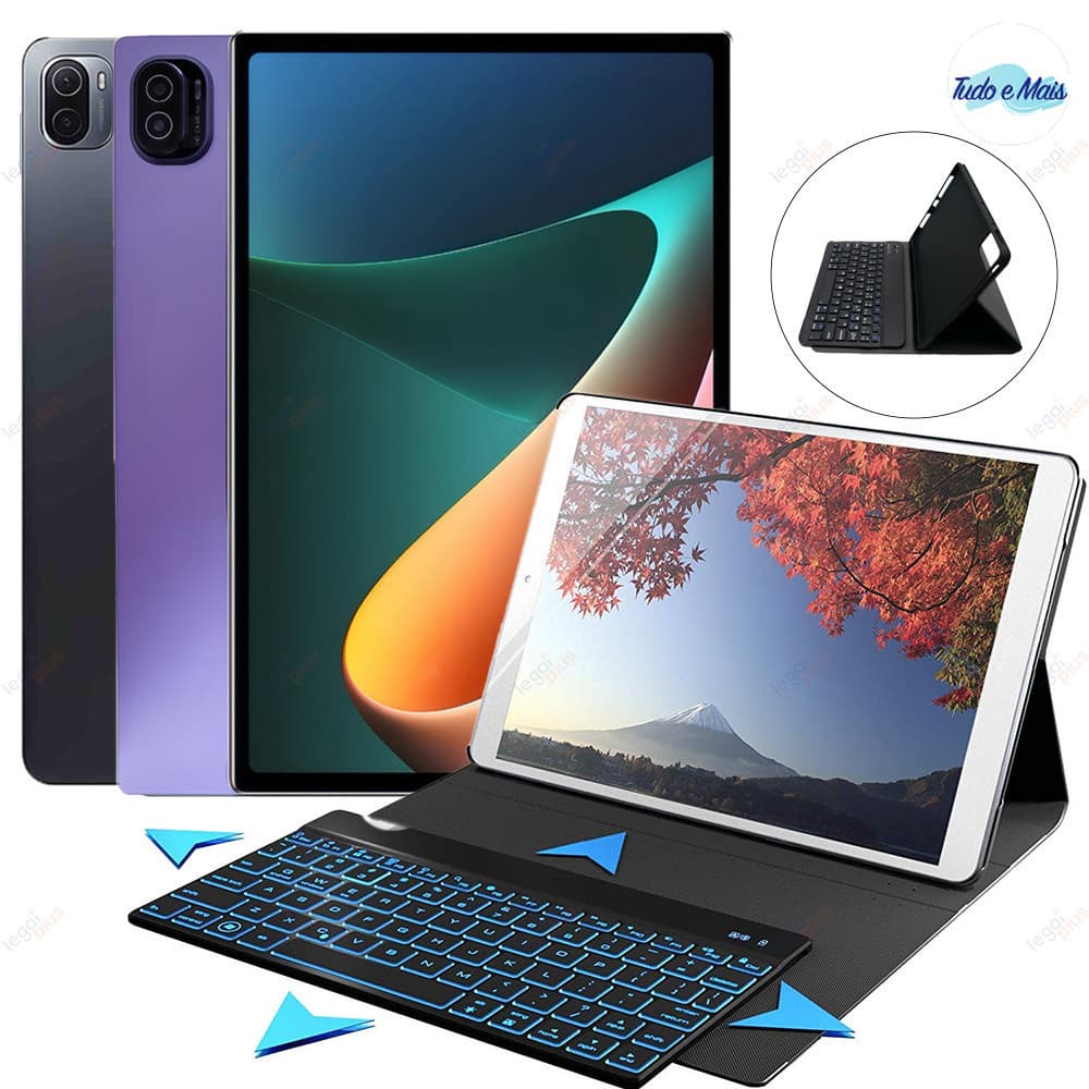 Tablet PC de tela grande de alta definição de 10.1 polegadas, tablet Android 2 em 1, com teclado Bluetooth, capa proteto