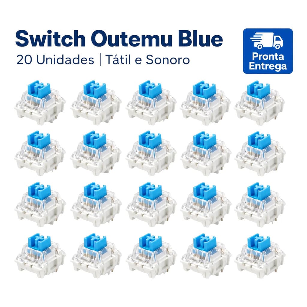 Switch Teclado Mecânico Outemu Blue Tátil Sonoro 20 Unidades