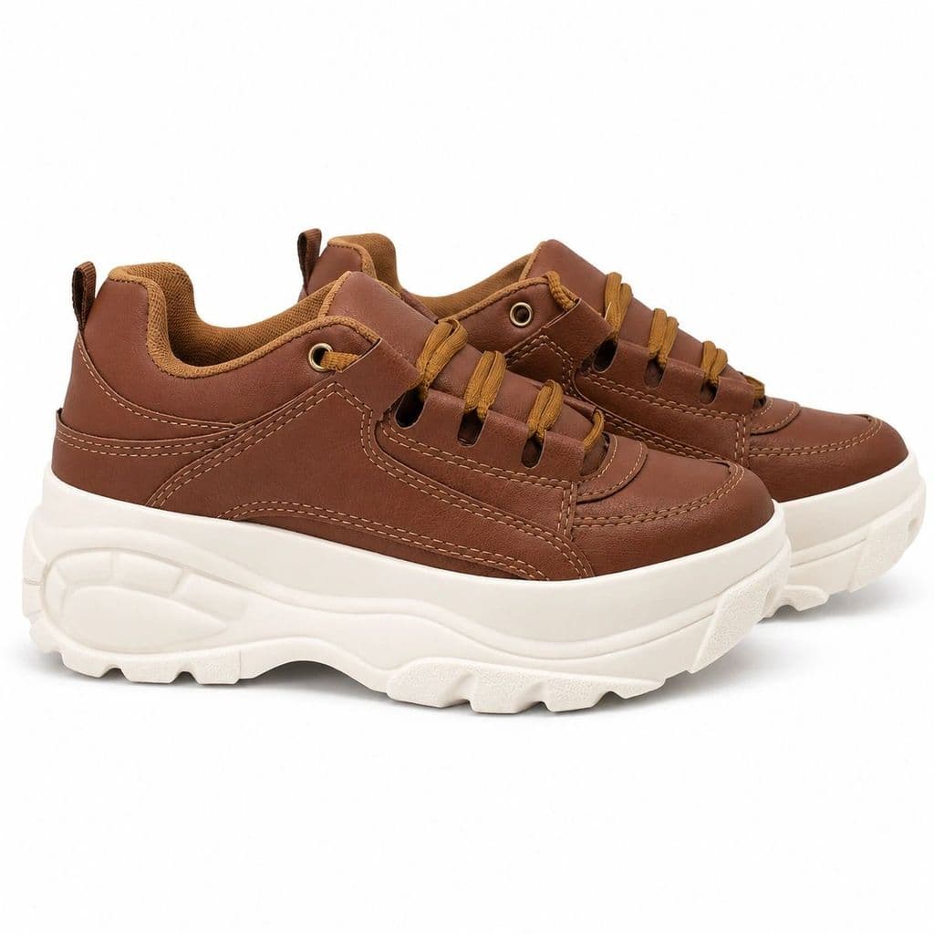 Tenis Plataforma Feminino Bufalo London Sola Alta Calçado Casual Moda Blogueira Confortavel
