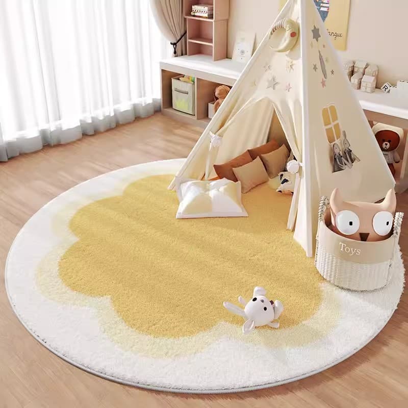 Sala de estar quarto cabeceira imitação cashmere tapete redondo quarto pelúcia antiderrapante cadeira giratória tapete i