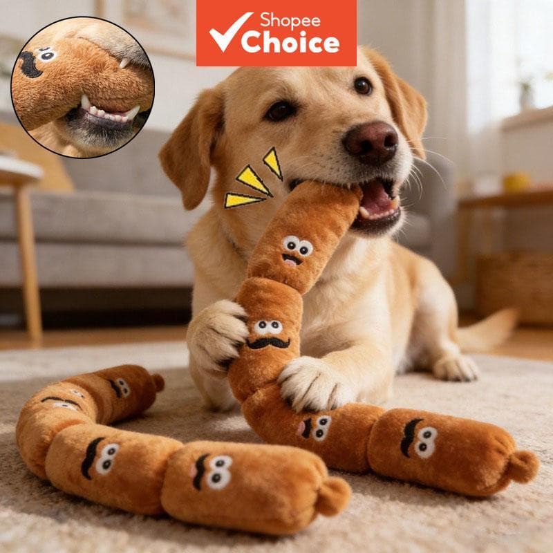 Brinquedo de Cachorro Salsicha Engraçado, Interativo e Durável: Pelúcia com Apito e Resistência para Guerra de Corda