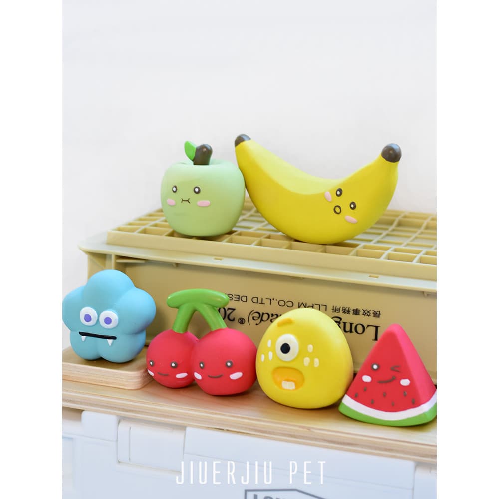 Brinquedo para cachorro de estimação, simulação de látex de voz, frutas, filhotes pequenos e médios, brinquedo auto-feli