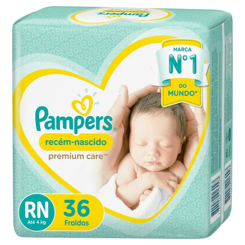 Fralda Infantil Pampers Premium Care RN 36 Unidades Fralda Pampers Premium Care Tamanho RN - 36 Unidades