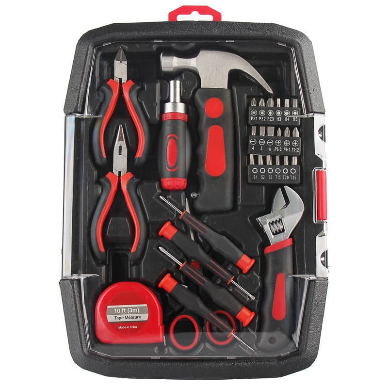 Nova caixa de caixa doméstica 29 peças conjunto de ferramentas de reparo Mini martelo ferramenta de Metal ferramentas de