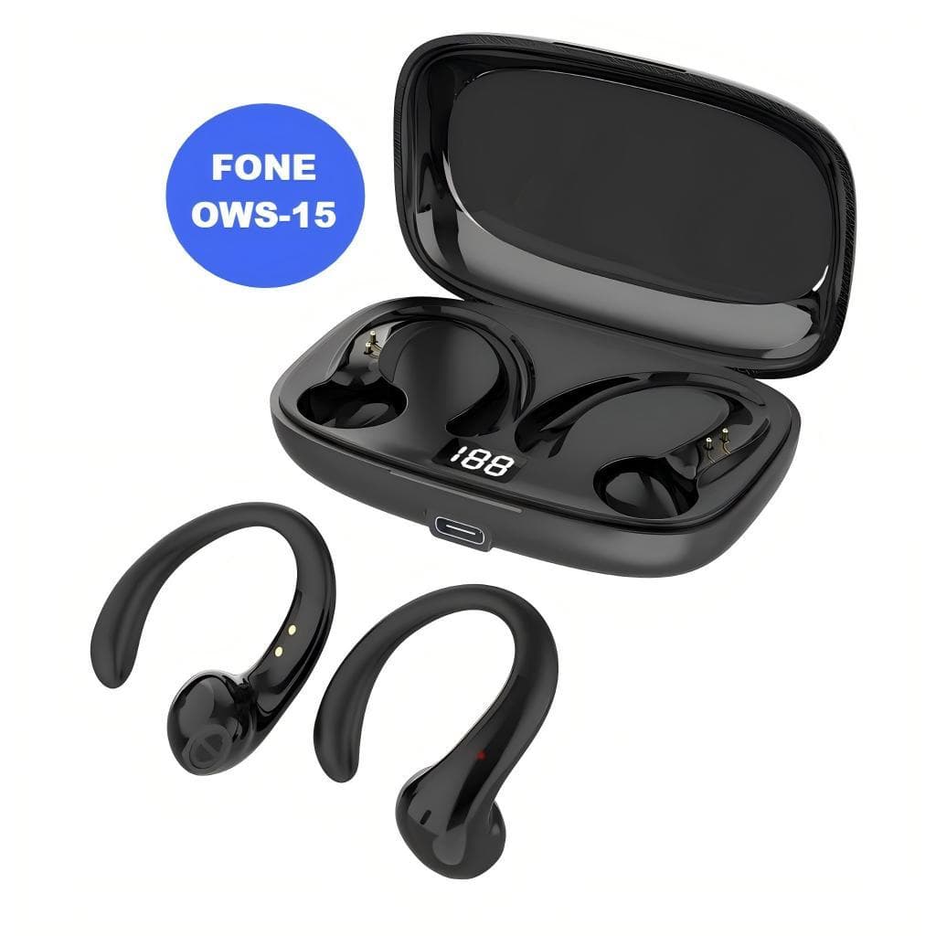 Fone De Ouvido Sem Fio Bluetooth 5.3 OWS-15 Com Microfones Alta Fidelidade Som Estéreo Toque Inteligente Esportes