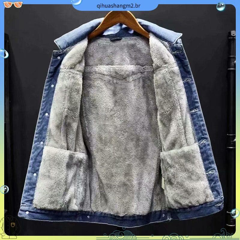 Novo estilo de lã-velo engrossado denim jaqueta masculina outono inverno bonito topo jaqueta Casual masculina quente den