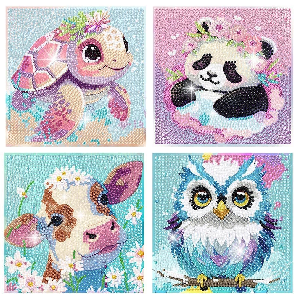5D Crianças Desenhos Animados Pintura Diamante Animal Fofo Kit DIY Diamante Redondo Arte Diamante