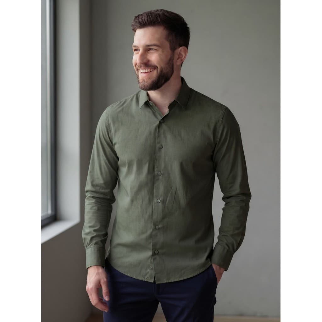 Camisa Masculina Manga Longa Tricoline Premium Slim Fit Social — mariadenazare904