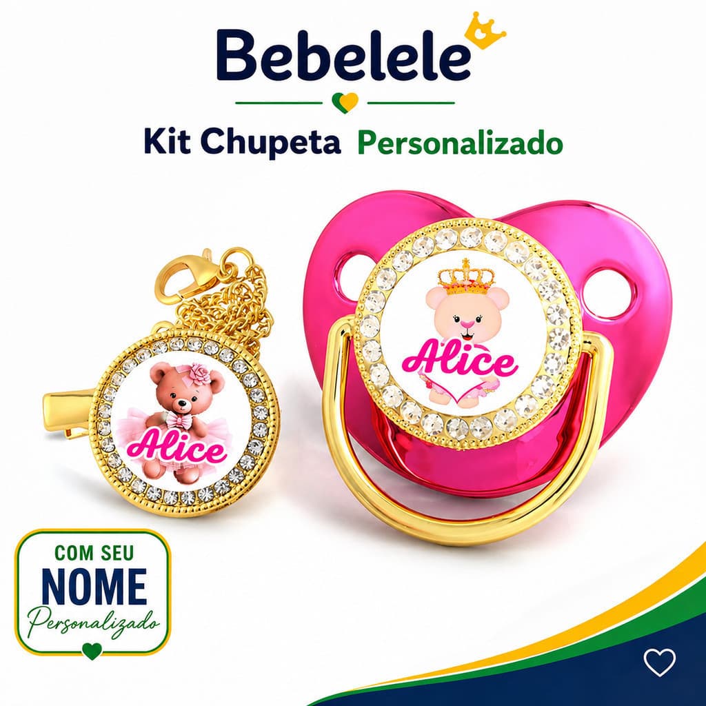 Chupeta rosa para bebê menina, com nome e foto personalizados, presente de aniversário chupeta personalizada