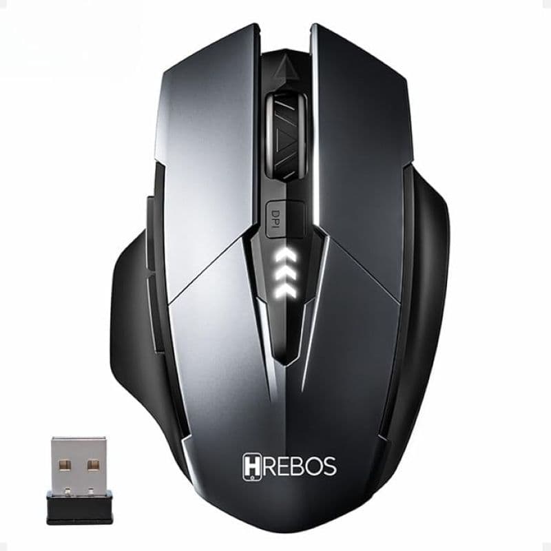 Mouse Sem Fio 2.4G Recarregável Gamer Ergonômico HREBOS Wirelles