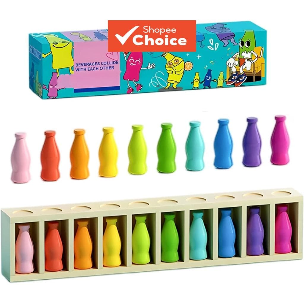 Jogo de Tabuleiro Bottle Color Match, Diversão para Famílias com Crianças de 8 a 12 Anos, Jogo de Colisão de Garrafas
