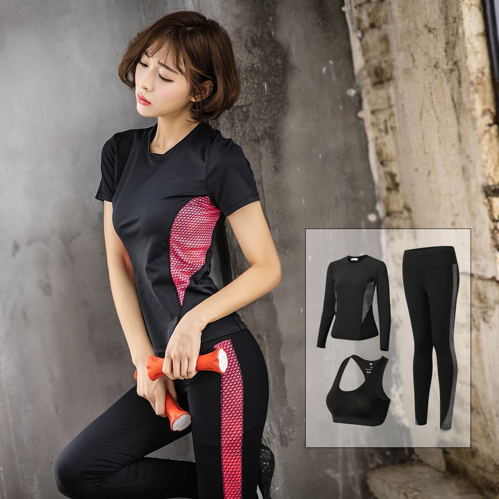 Terno esportivo feminino roupas de Yoga Casual correndo apertado Fitness roupas de secagem rápida três peças cintura alt