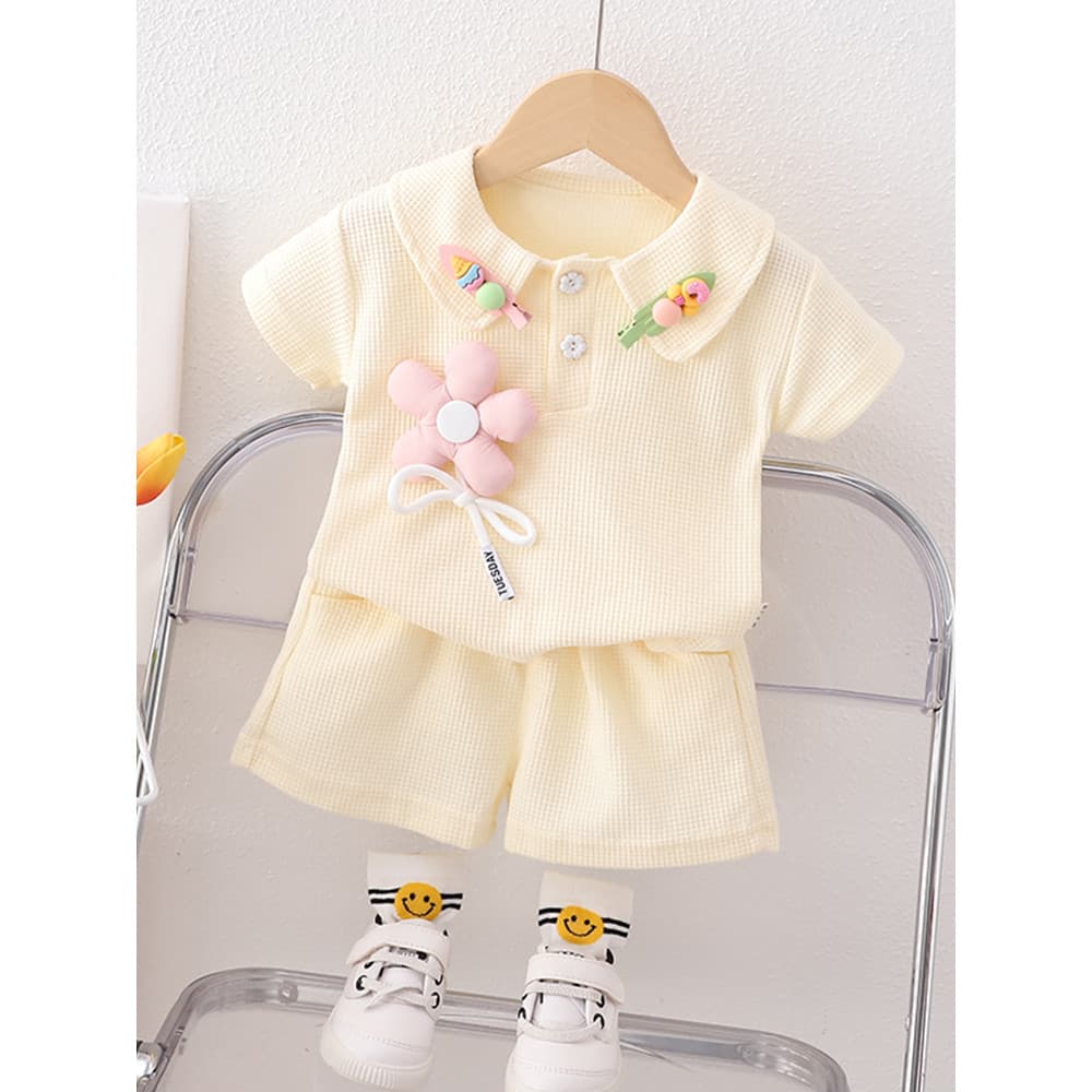 Bebê menina verão terno moda crianças roupas meninas de manga curta roupas infantis 2026 novo estilo bebê menina verão t