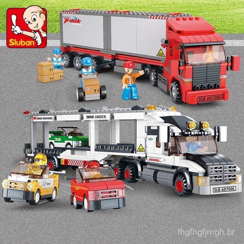 Blocos de montar Lego, série de caminhões, transportador de pistas, brinquedo educativo para crianças, grande caminhão d