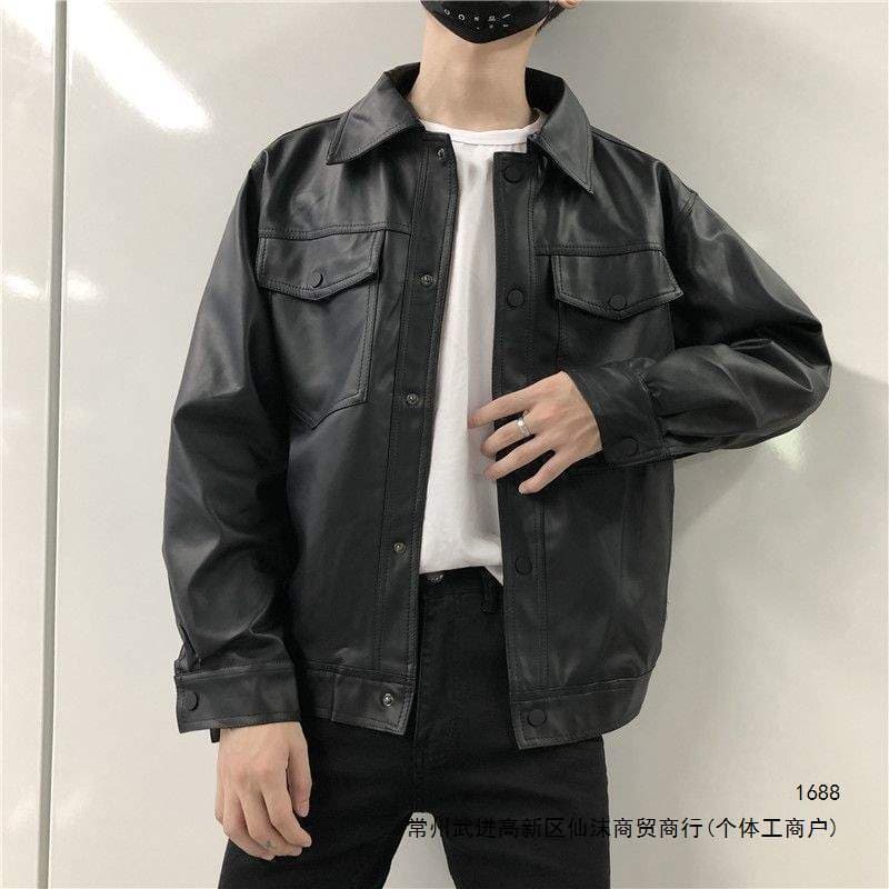 Novo produto bonito jaqueta de couro masculino Casual casal motocicleta curto versão coreana na moda jaqueta masculina f
