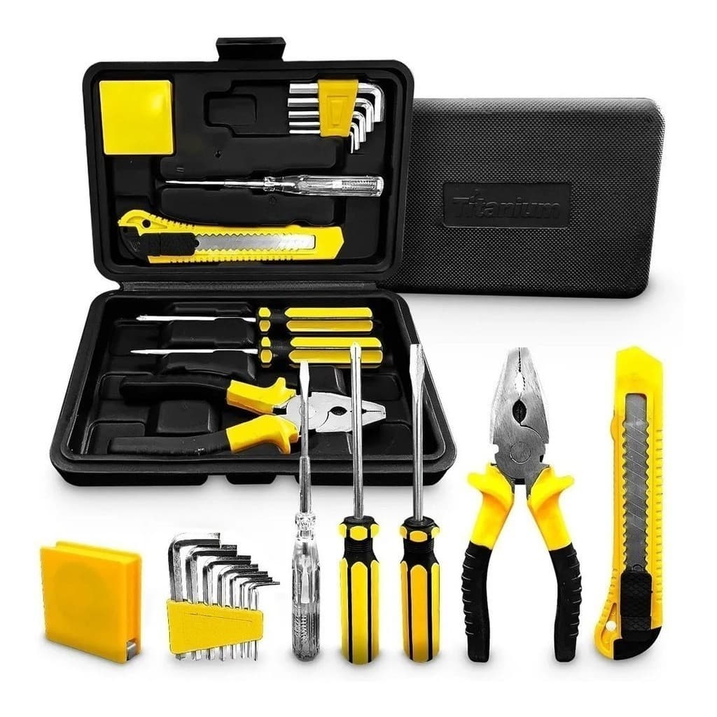 Maleta de Ferramentas Titanium Kit 12 Peças Completo Para Manutenção e Uso Doméstico