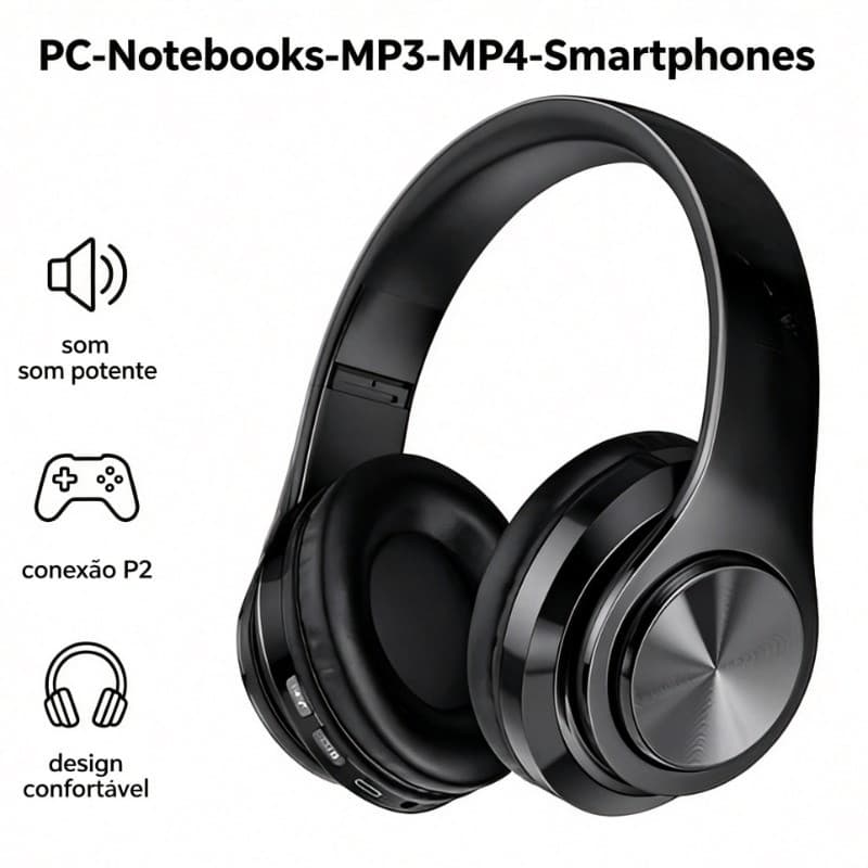 Headset Fone de Ouvido Gamer com Fio P2 3.5mm e Microfone Design Moderno Compatível com PC Notebook Som Premium