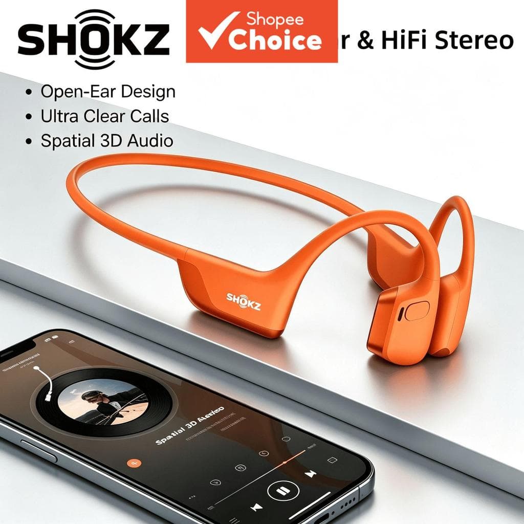 Shokz S820 Fones de Ouvido Openrun Pro 2 Fones de Condução Óssea Bluetooth Leves Confortáveis Earbuds Vestíveis Fora de