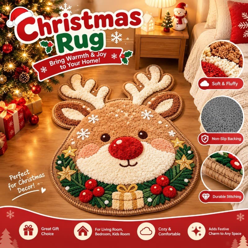 50 * 80cm Natal Bonito Rena Antler Em Forma De Tapete Fofo Macio Antiderrapante Quarto Sala De Estar Decoração Do Feriad