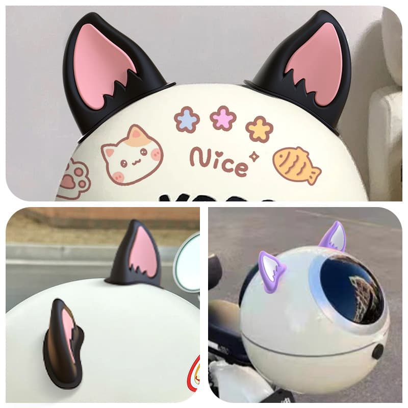 Acessórios para capacete de moto elétrica, adesivos decorativos de orelhas de gato, enfeites para capacete de moto, ursi