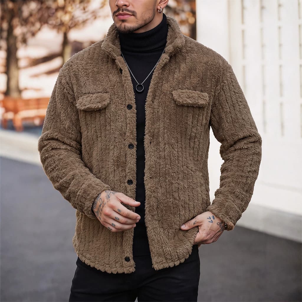 Cross-Border masculino inverno grosso jaqueta de lã de cordeiro Commuter lapela jaqueta quente moda masculina jaqueta Ca